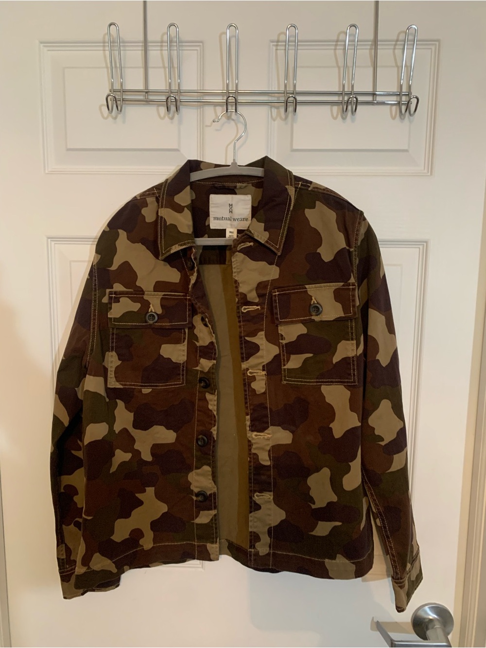 Mens Camo Utility Jacket - - Olive/Brown Camouflage
